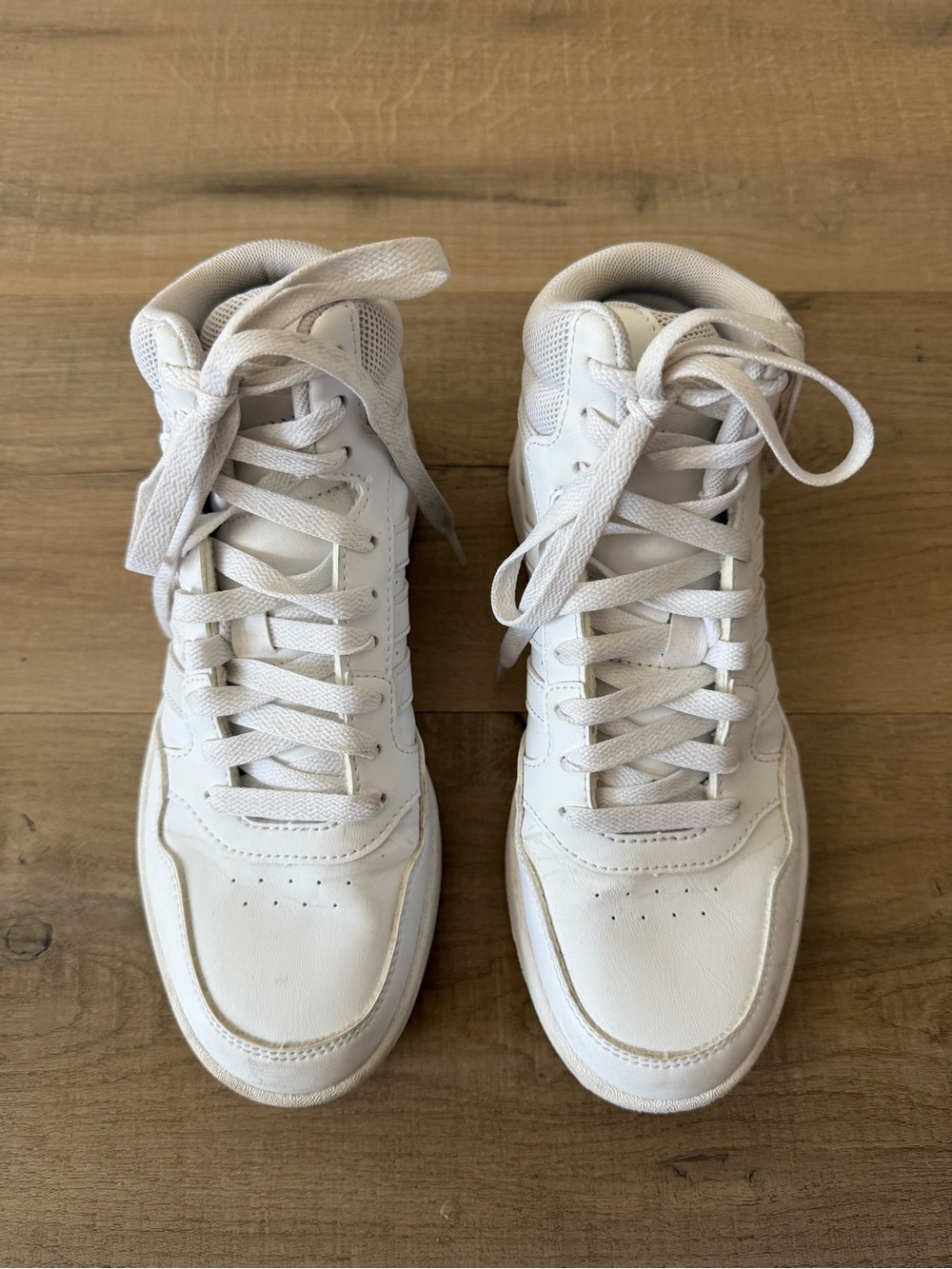 Adidas Hoops 3.0 Mid Cloud White High Top Sneakers - Size US 6 (EU 37.5) - Picture 4 of 5